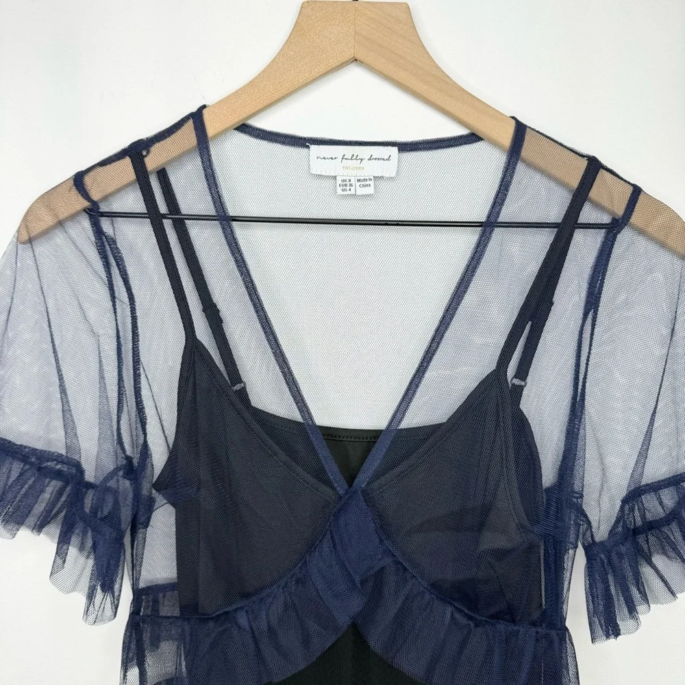 NEW Never Fully Dressed Kate Sheer Ruffled Mini Dress - Picture 5 of 15